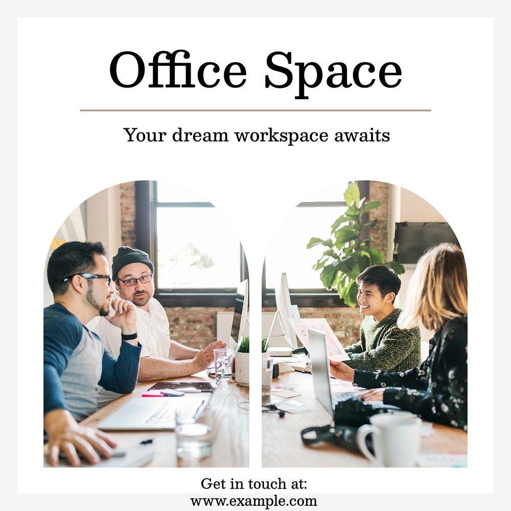 Office space Instagram post template, editable social media ad