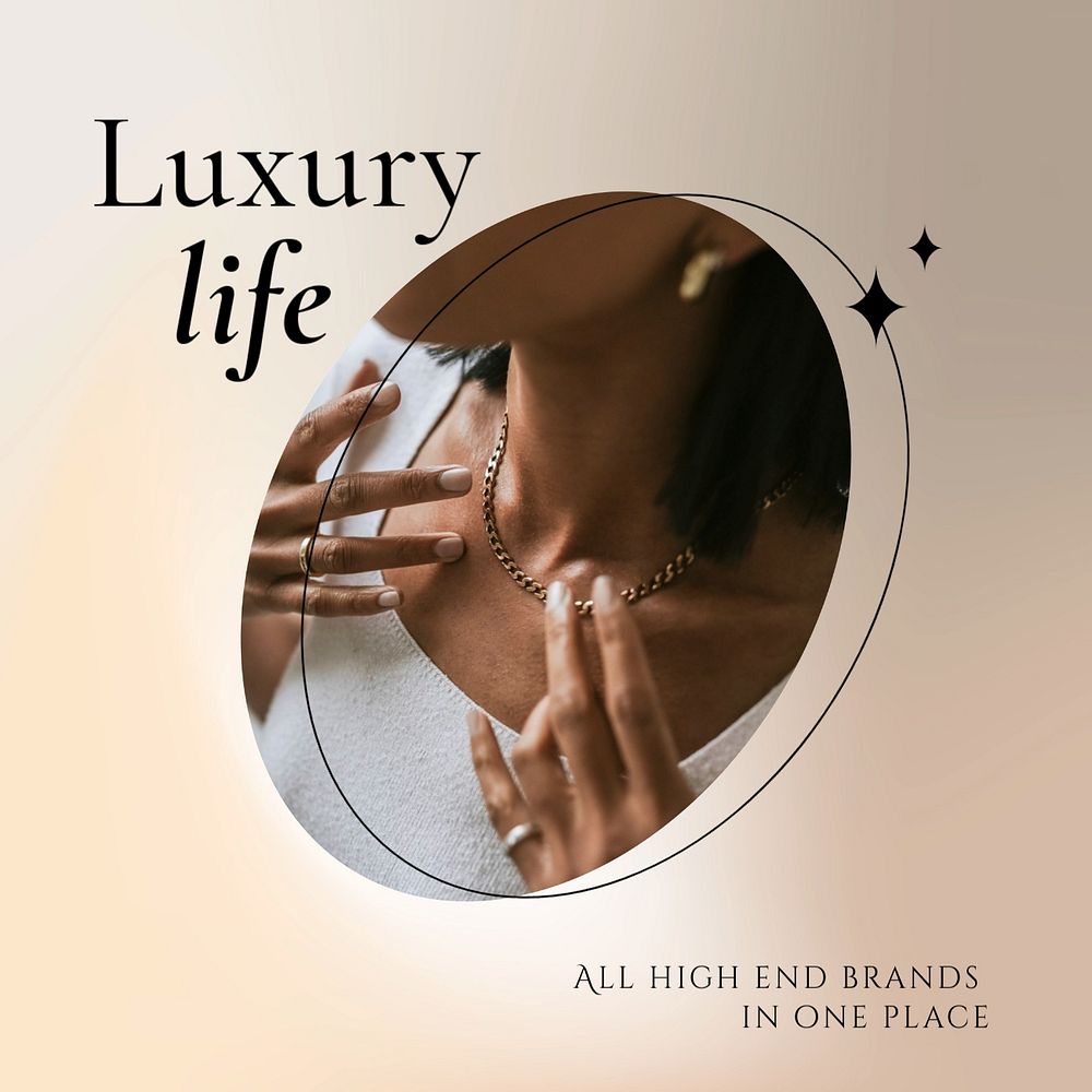 Luxury life Instagram post template, editable social media ad