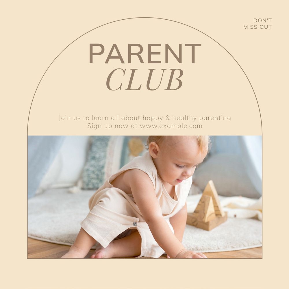 Parent club Instagram post template, editable social media design