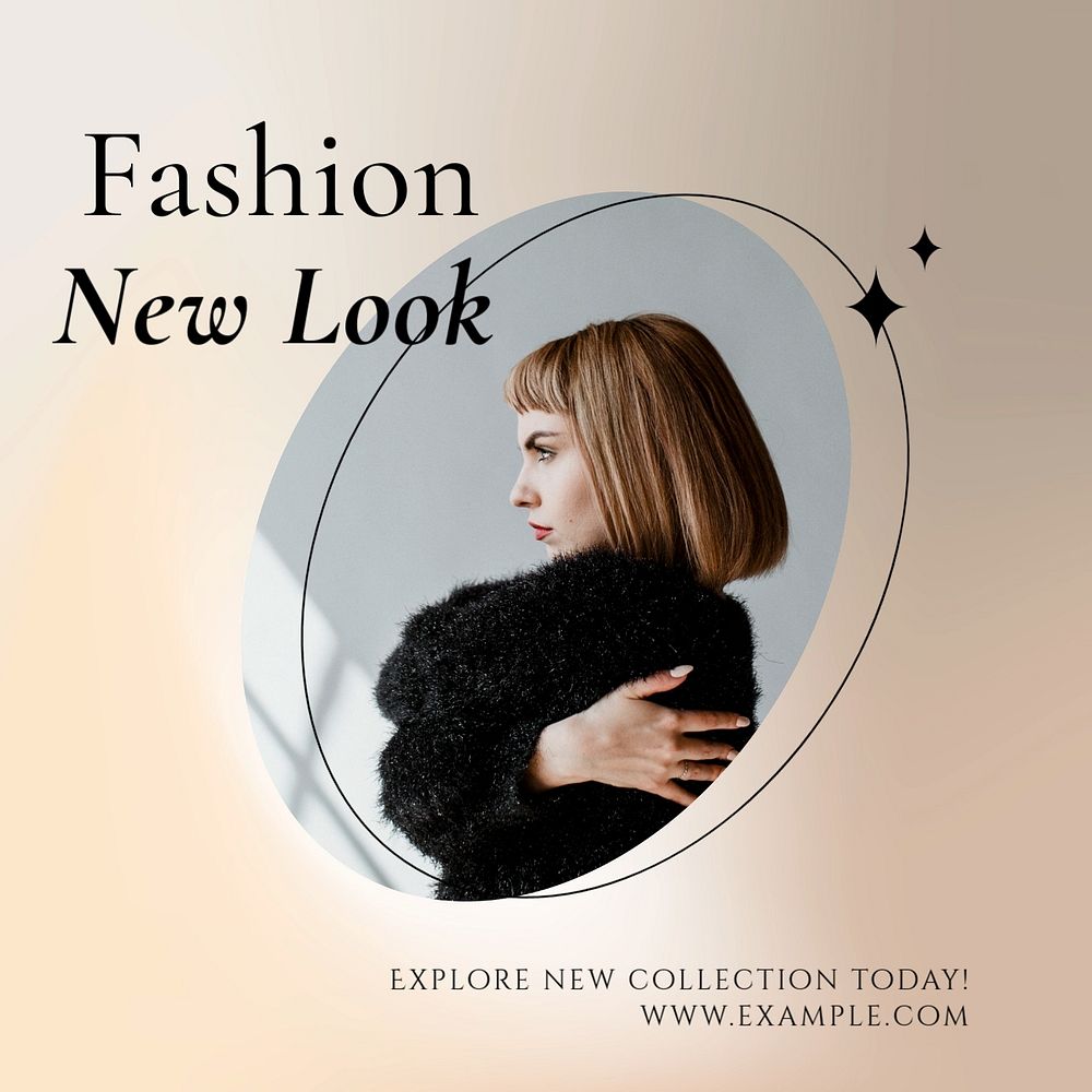 New fashion look Instagram post template, editable social media ad