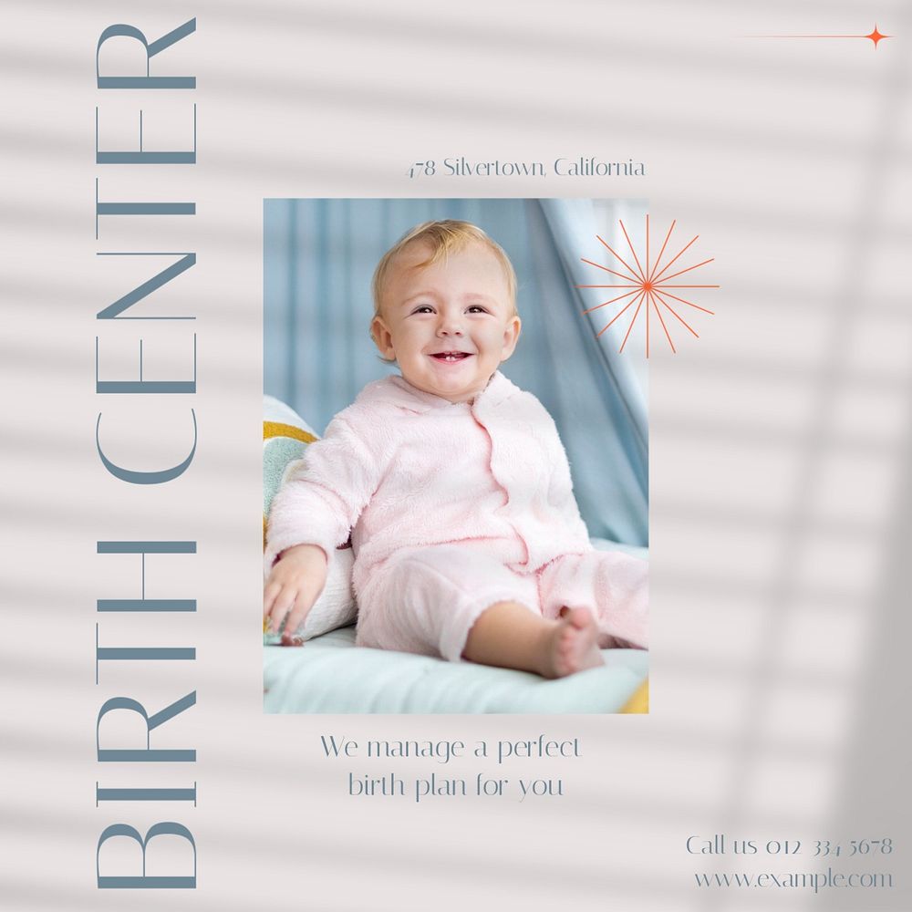 Birth center Instagram post template, editable social media design