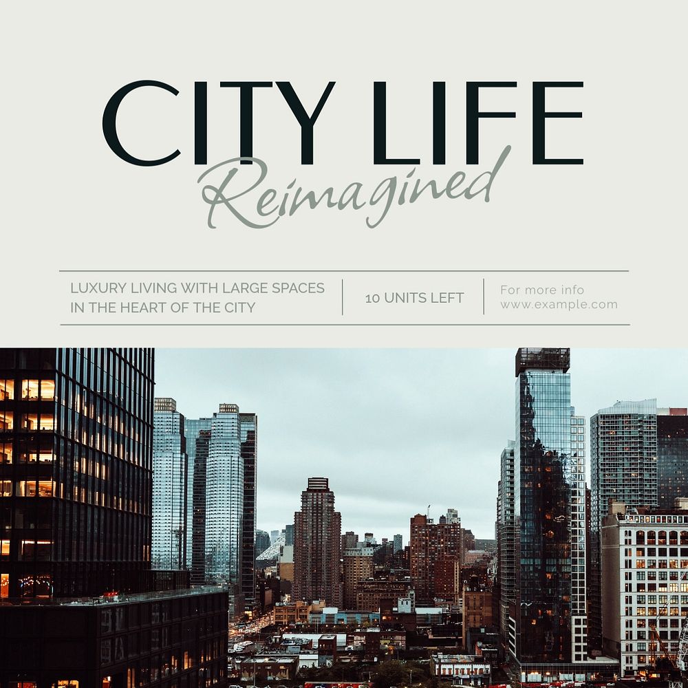 City life Instagram post template, editable design