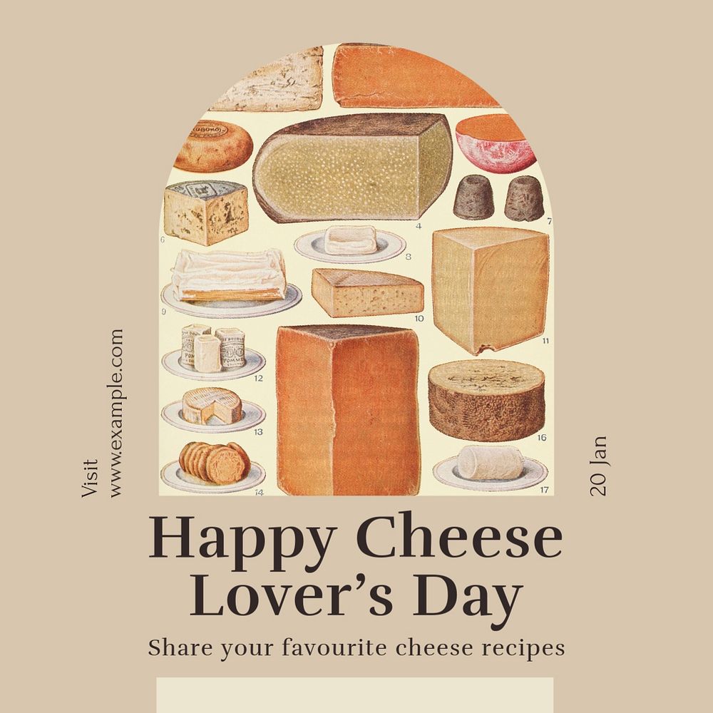 Cheese lover's day Facebook post template, editable design