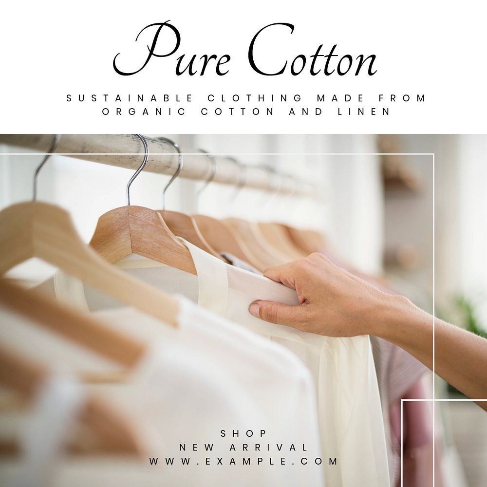 Cotton clothing Instagram post template, editable social media ad