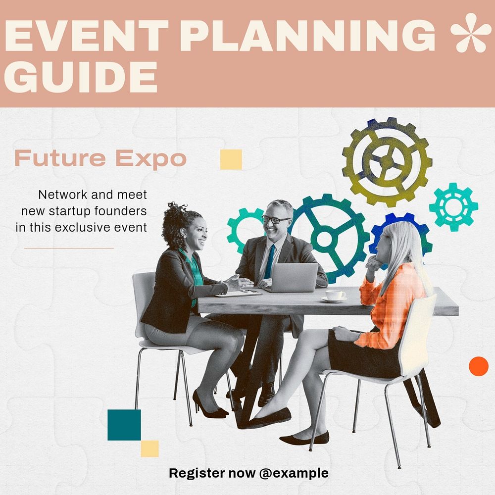 Event planning guide Instagram post template, editable design