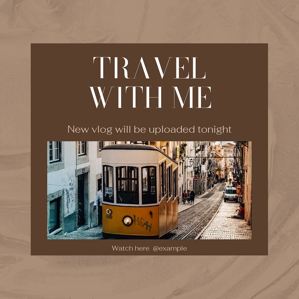 Travel vlog Facebook post template, editable design