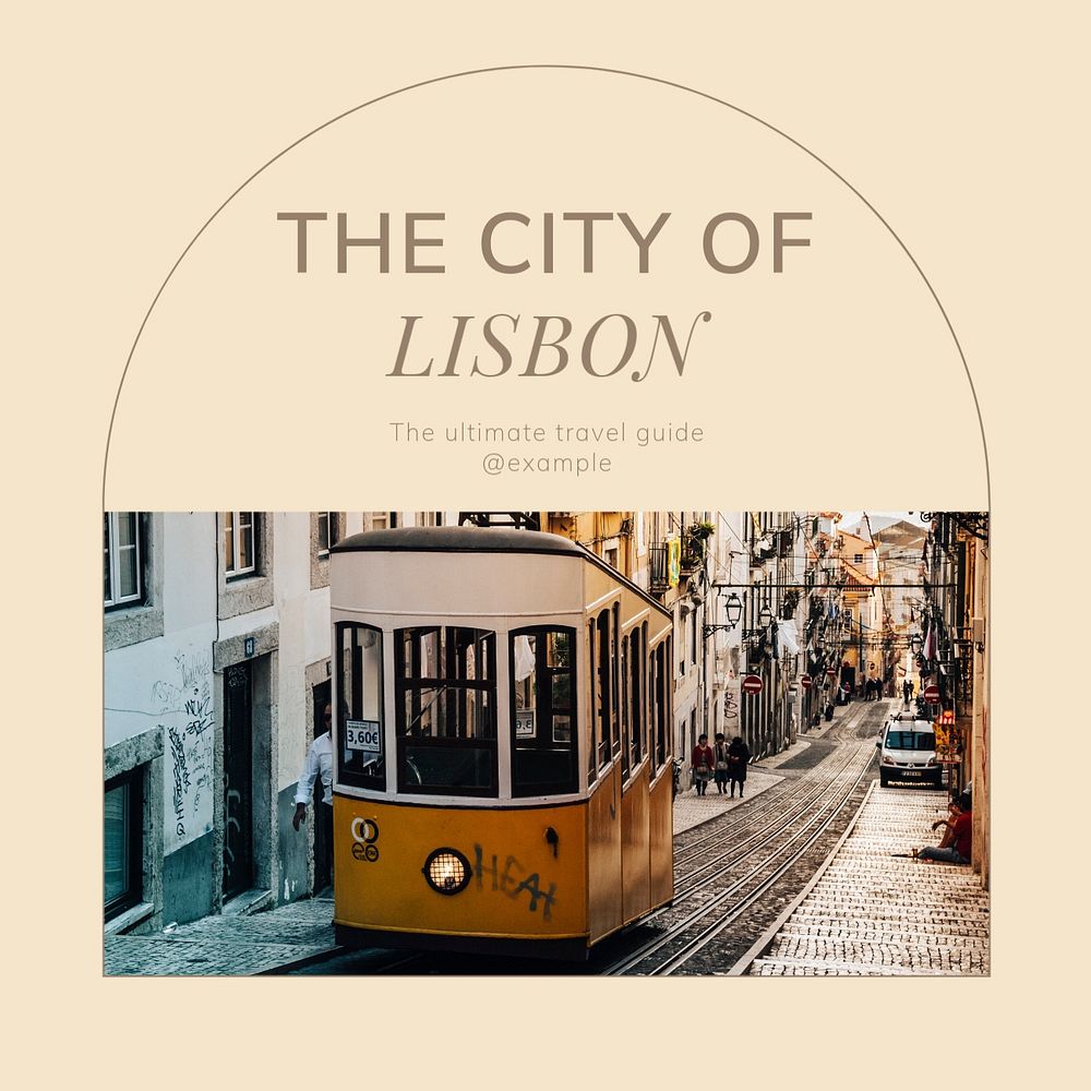 Lisbon city Instagram post template, editable social media design