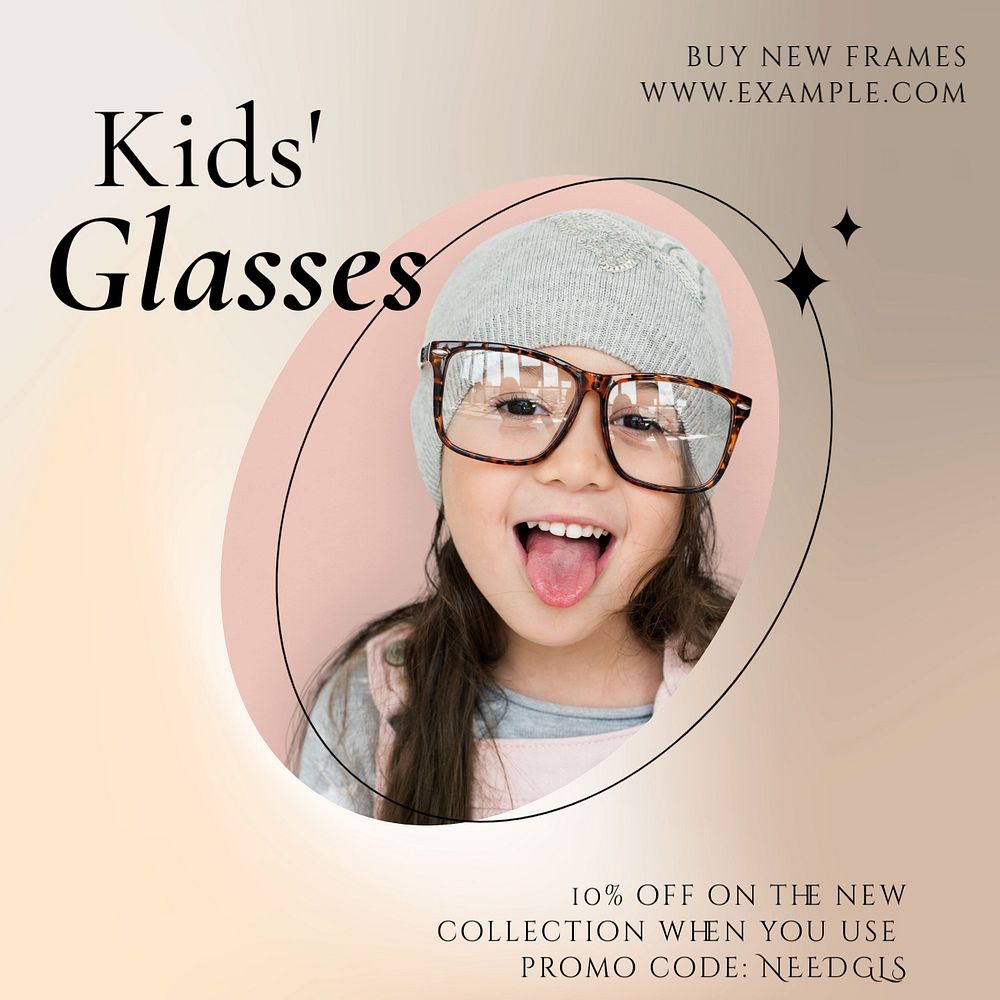 Kids' glasses Instagram post template, editable social media ad