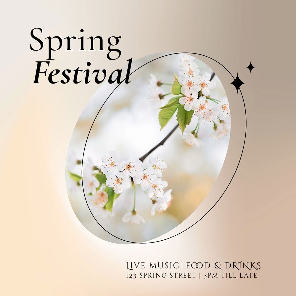 Spring festival Instagram post template, editable social media ad