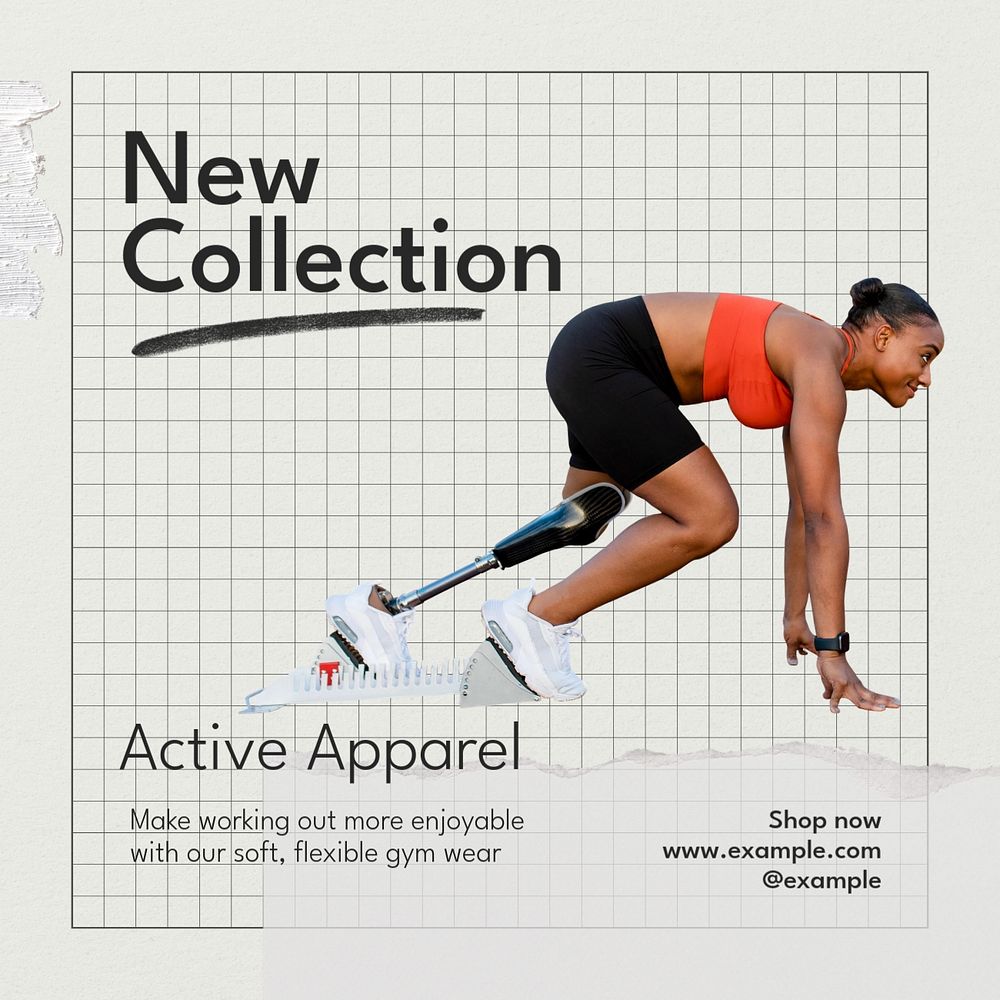 Sportswear new collection Instagram post template, editable text