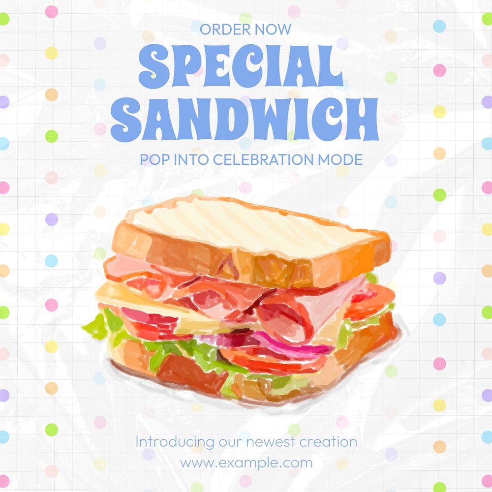 Special sandwich Instagram post template, editable text