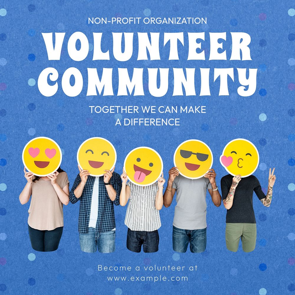 Volunteer community Instagram post template, editable text