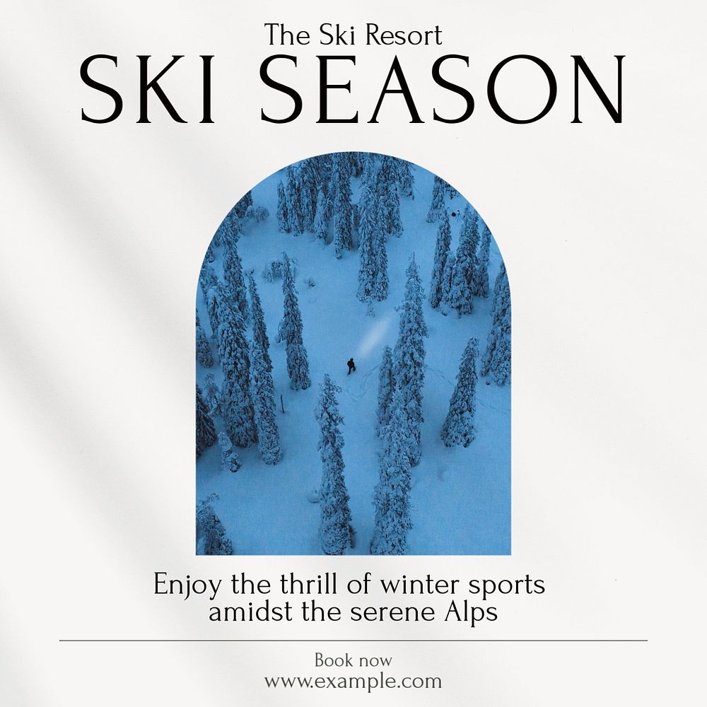 Ski season social media template, editable design