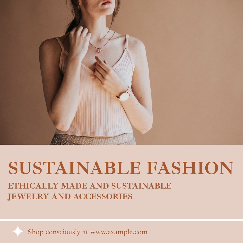 Sustainable fashion social media template, editable design