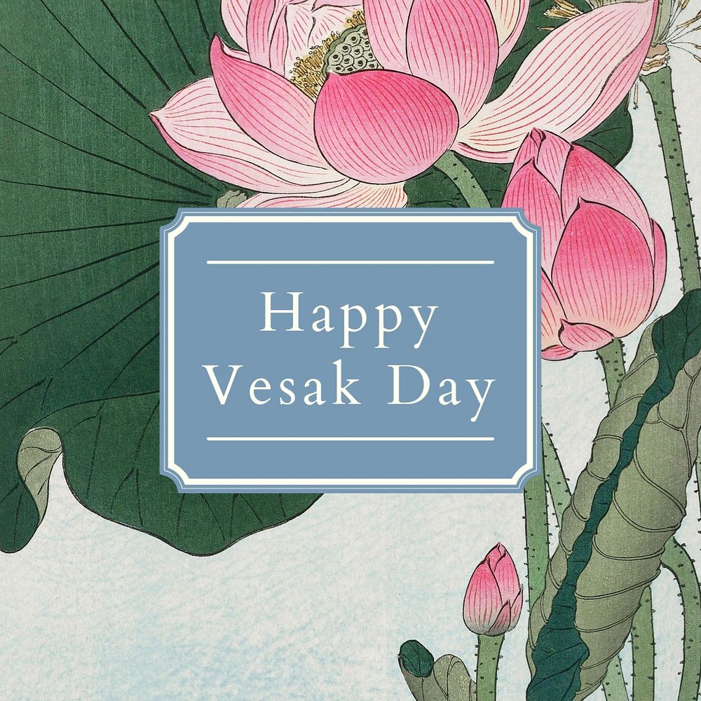 Happy Vesak Day Instagram post template, editable text