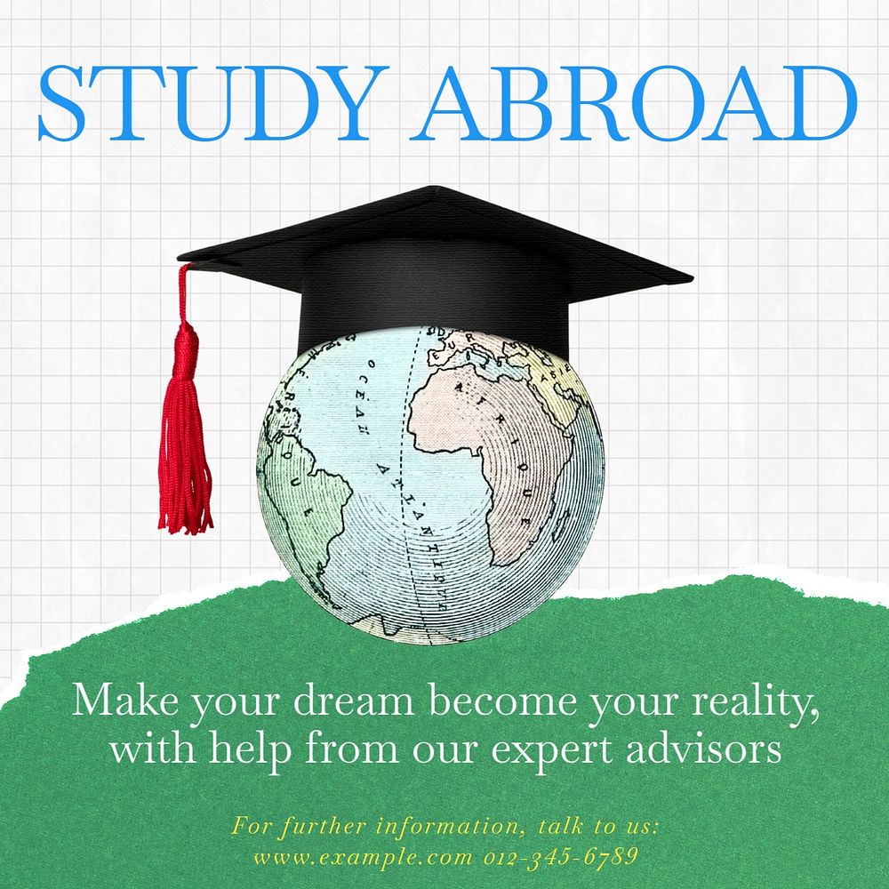 Study abroad Facebook post template, editable design