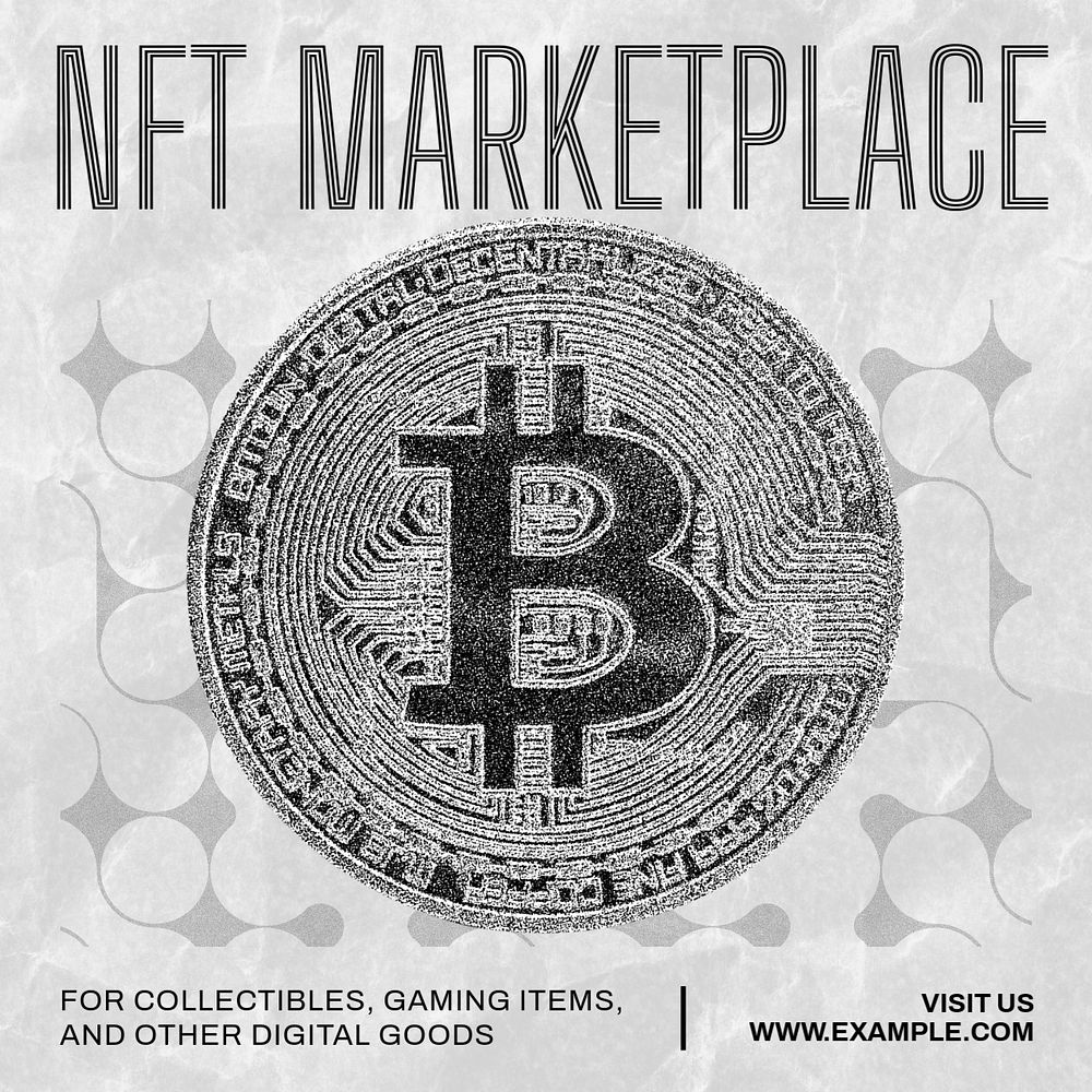 NFT marketplace blockchain Instagram post template, editable text