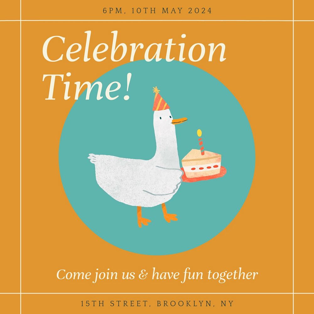 Celebration time Instagram post template, editable social media design