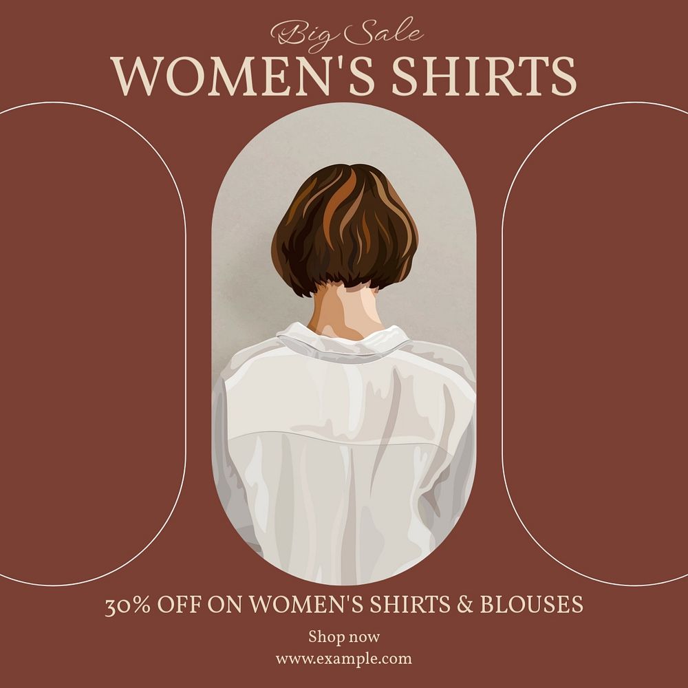 Women's shirts Instagram post template, editable social media design