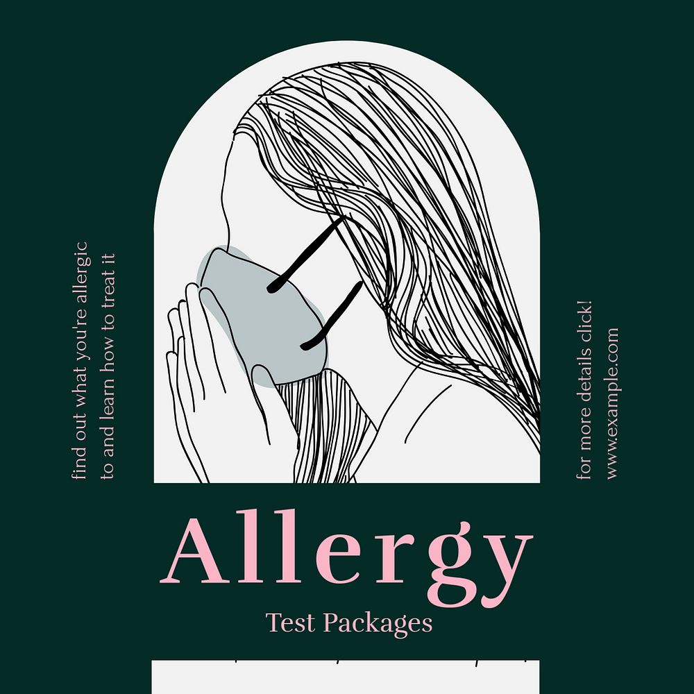 Allergy test Instagram post template, editable social media design