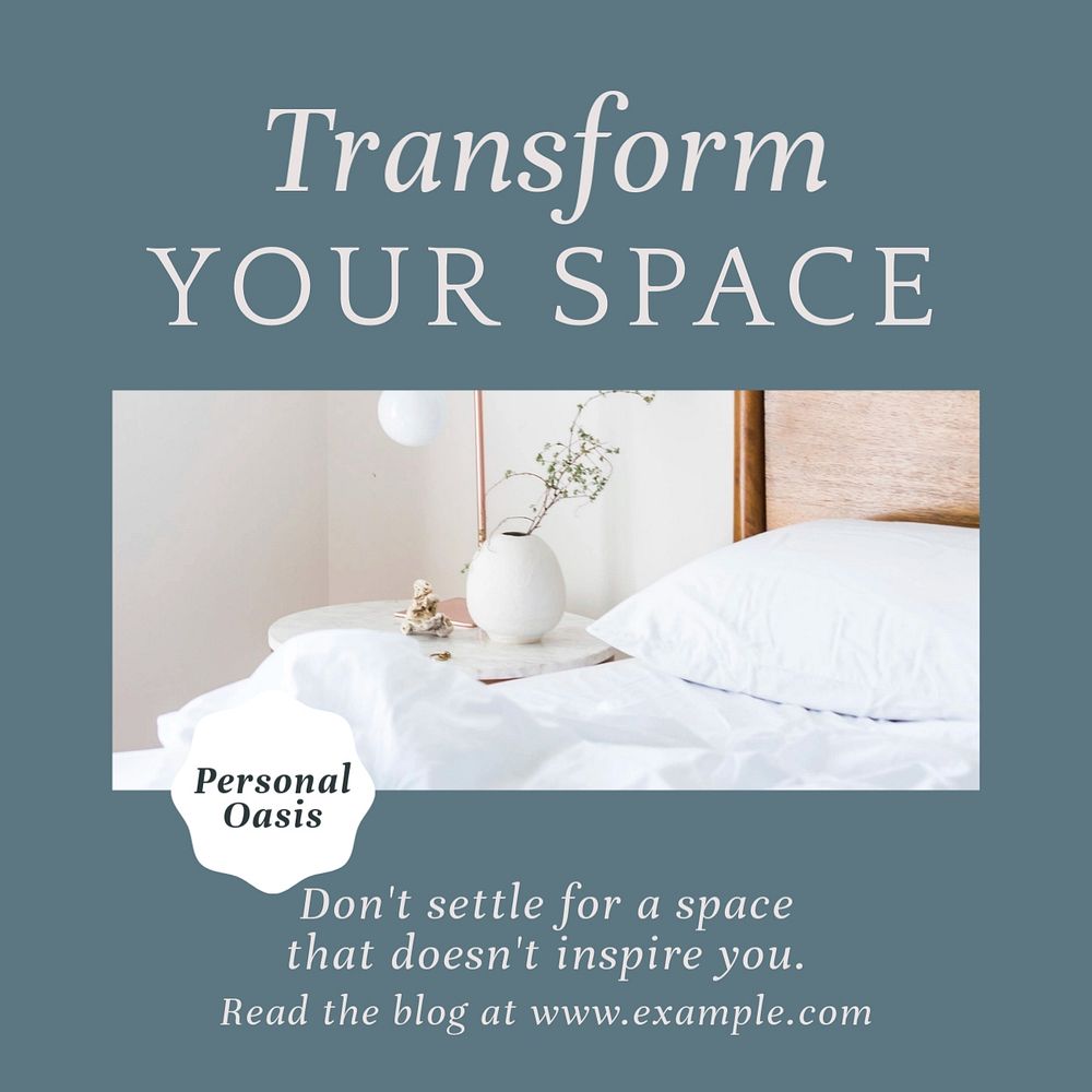 Interior design bedroom Instagram post template, editable social media design