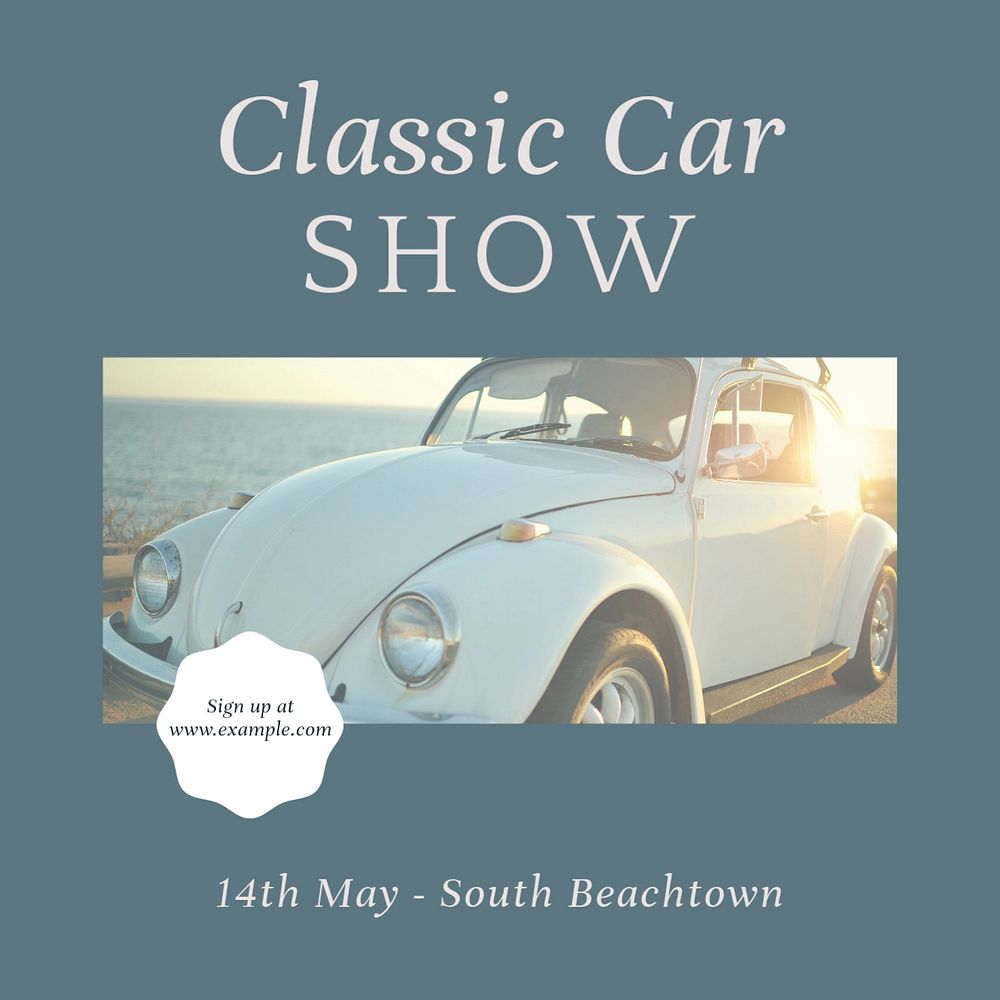 Classic car show Instagram post template, editable social media design