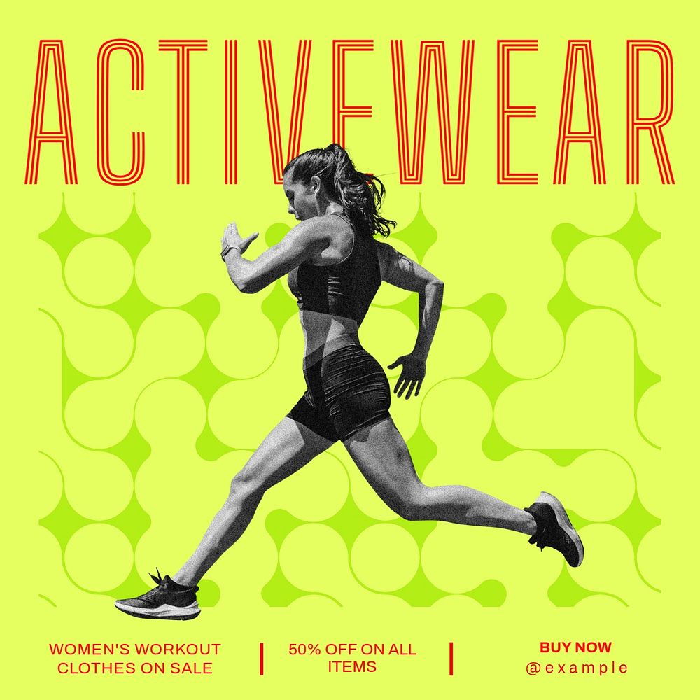 Activewear sale Instagram post template, editable text