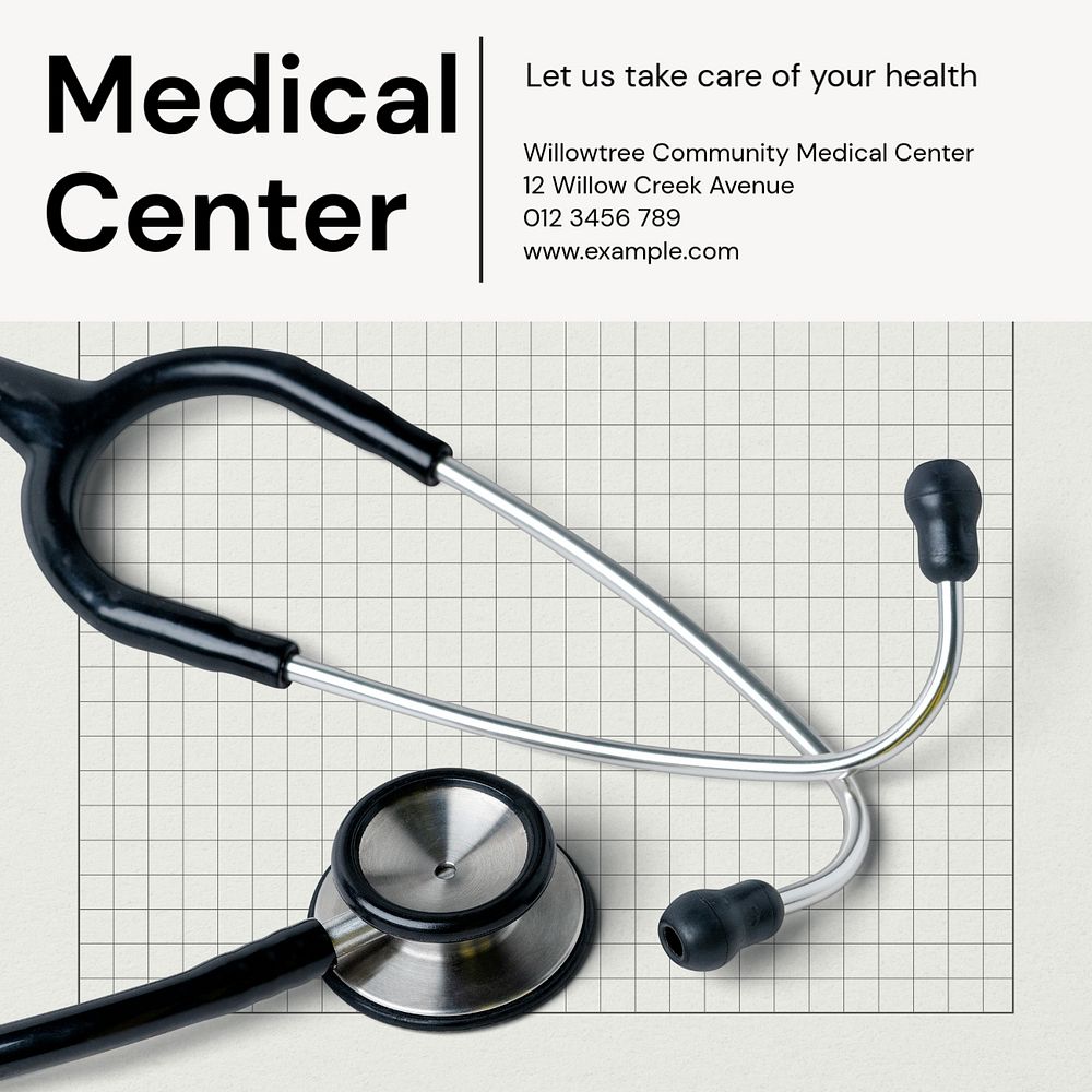 Medical center Instagram post template, editable text