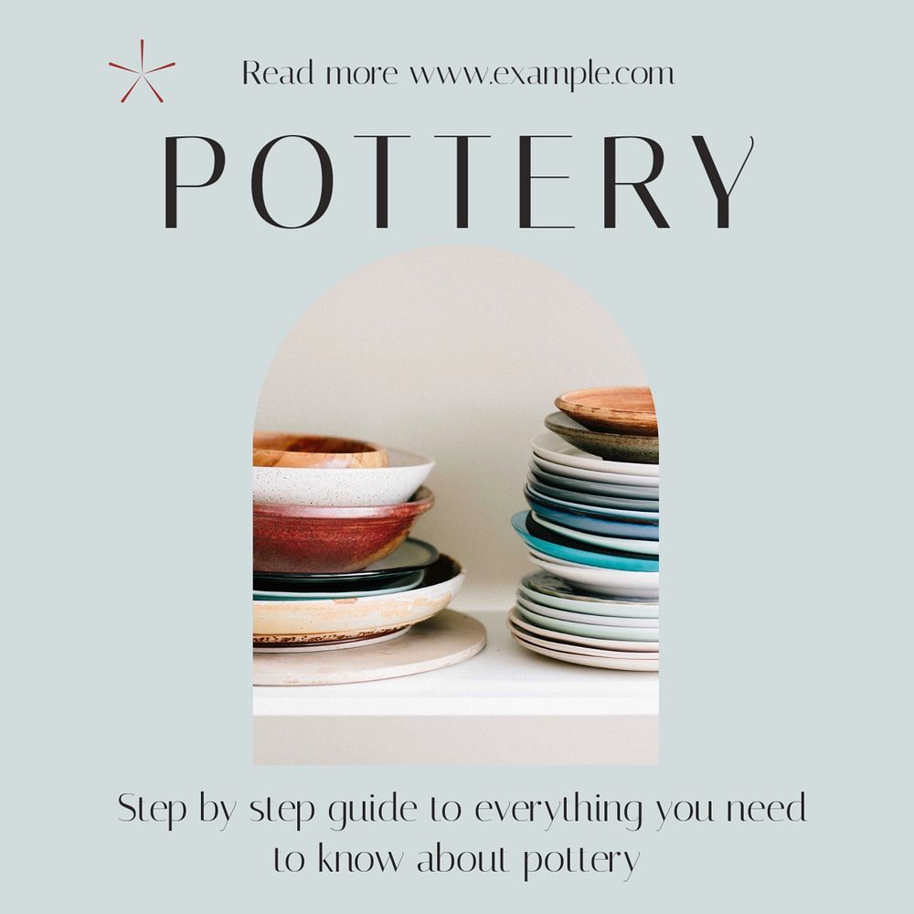 Pottery hobby Instagram post template, editable social media design