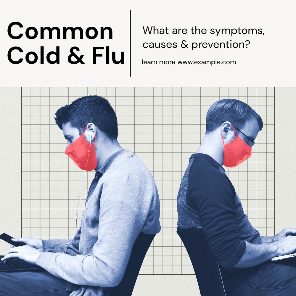 Common cold social post template, editable design for Instagram