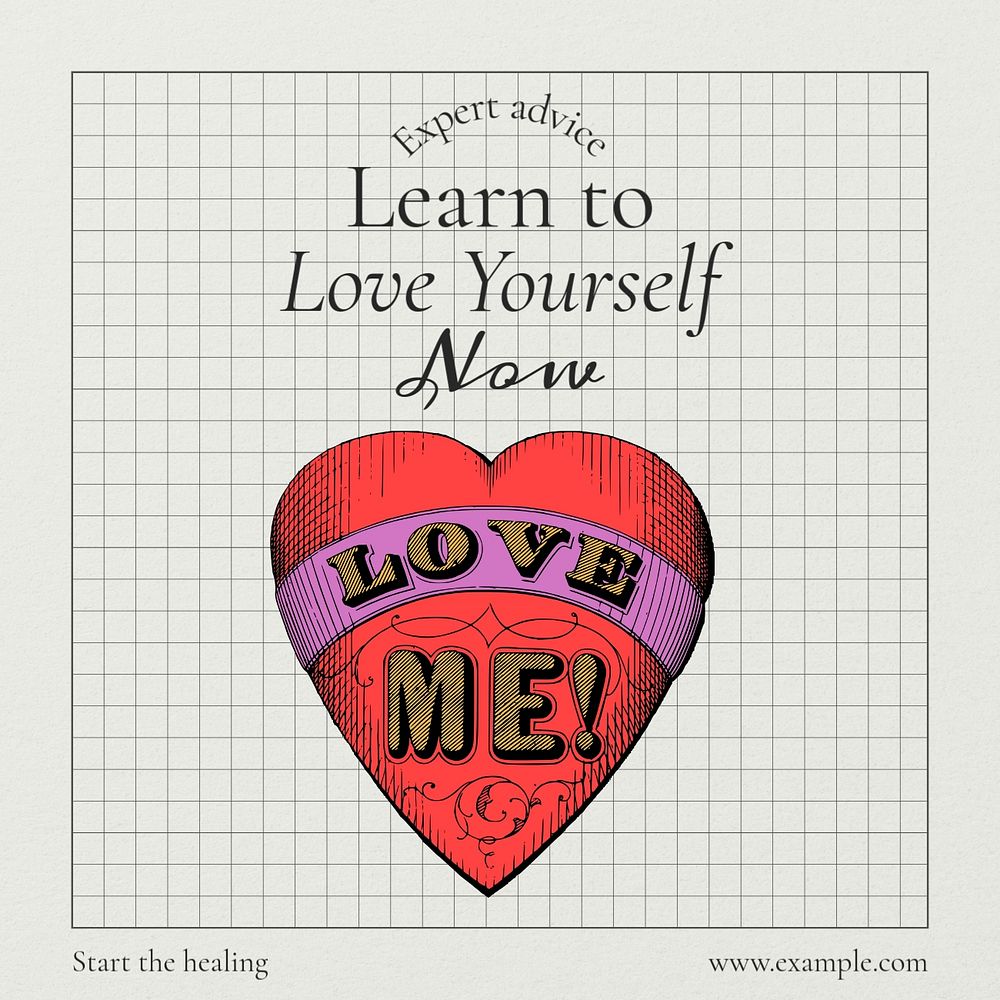 Love yourself Instagram post template, editable text