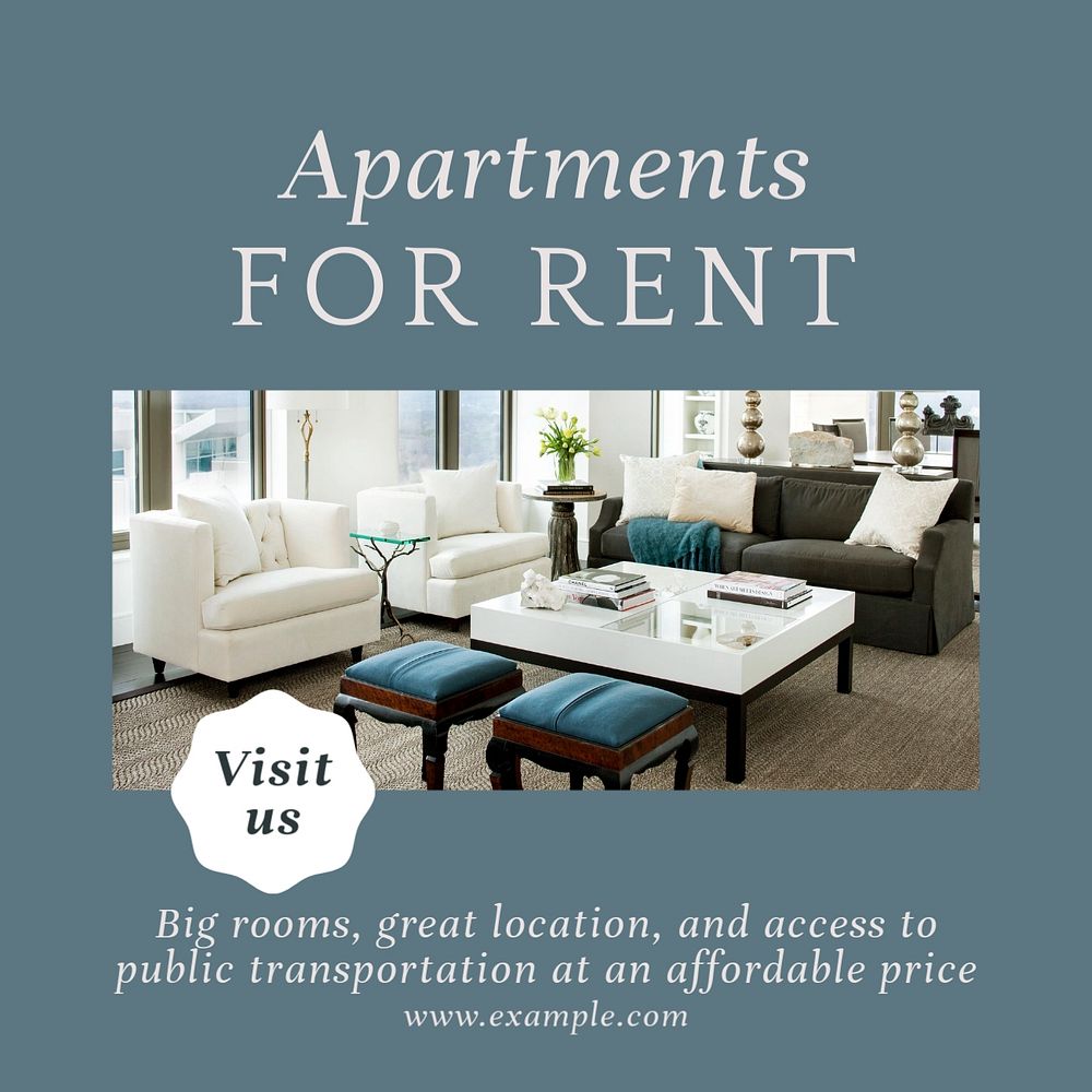 Renting apartment Instagram post template, editable social media design