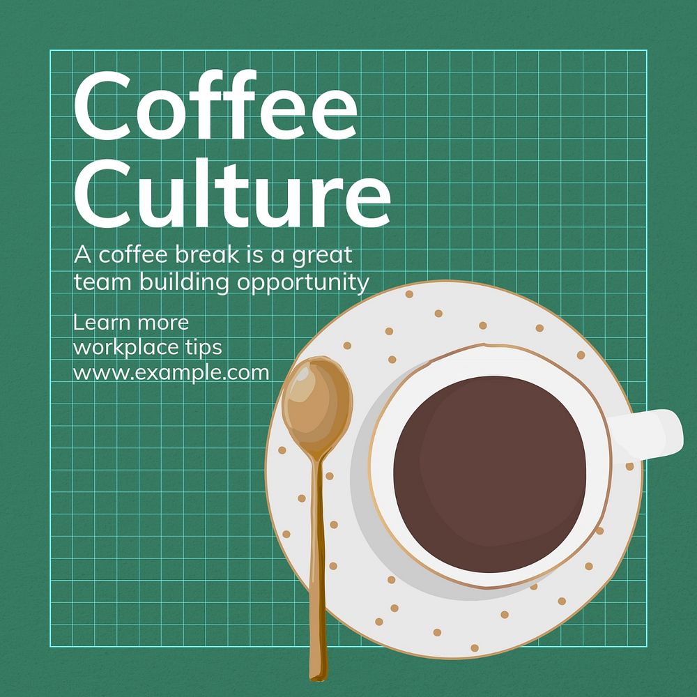 Coffee culture Instagram post template, editable text