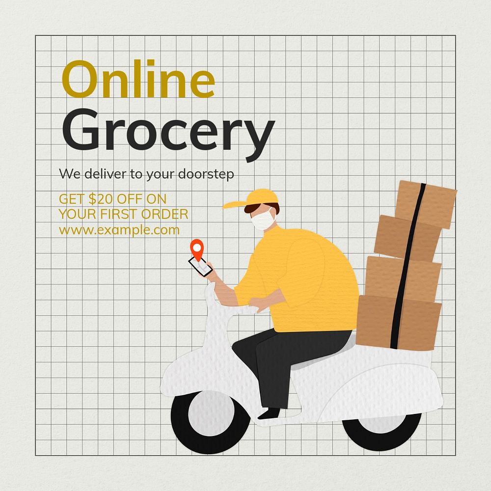 Online grocery Facebook post template, editable design