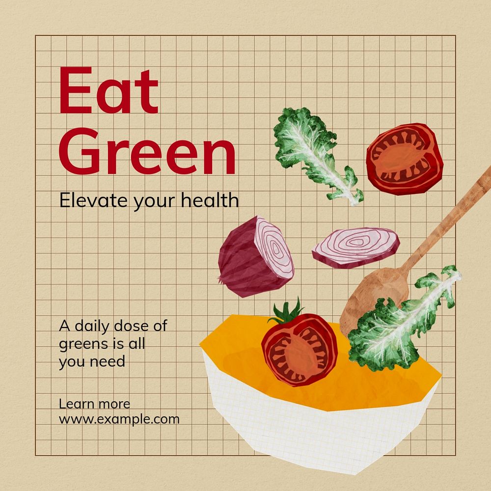 Eat green Instagram post template, editable text