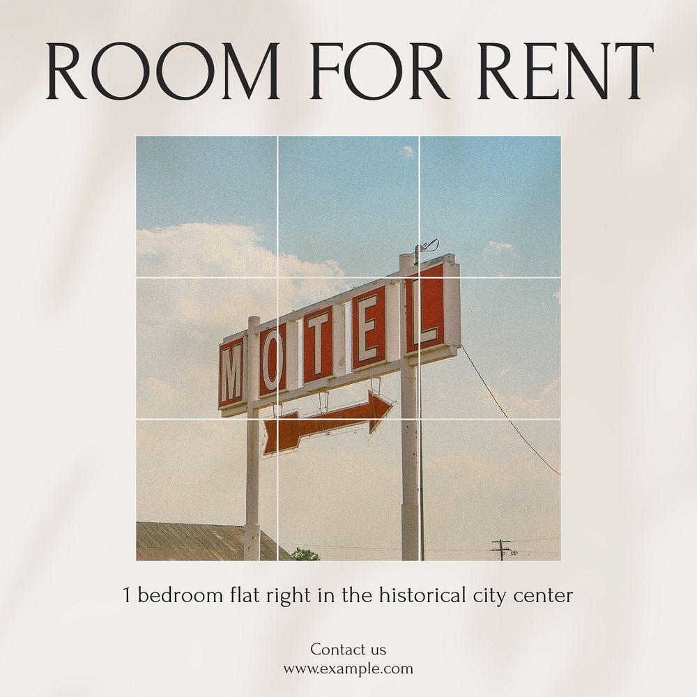 Room for rent Instagram post template, editable social media design