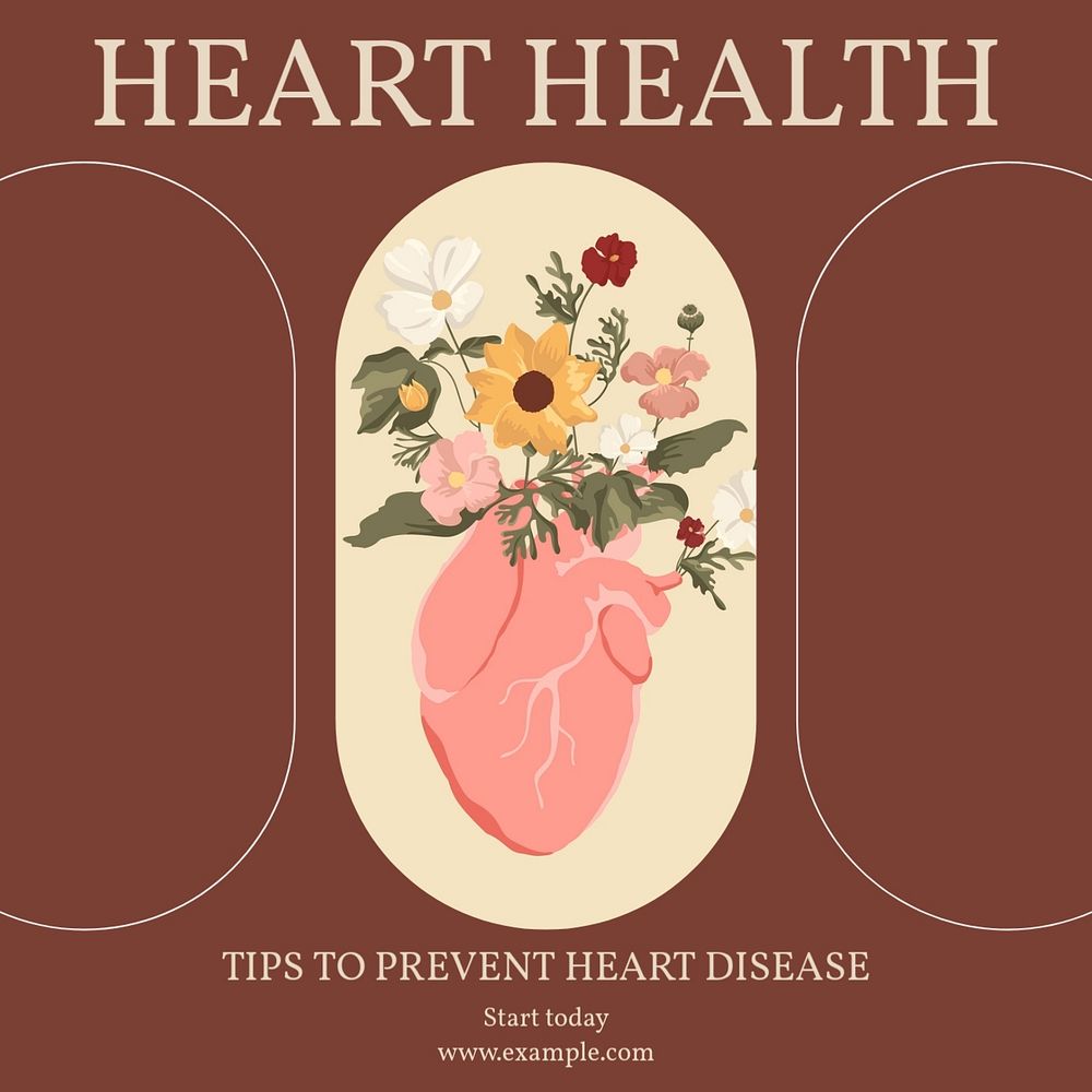 Heart health Instagram post template, editable social media design