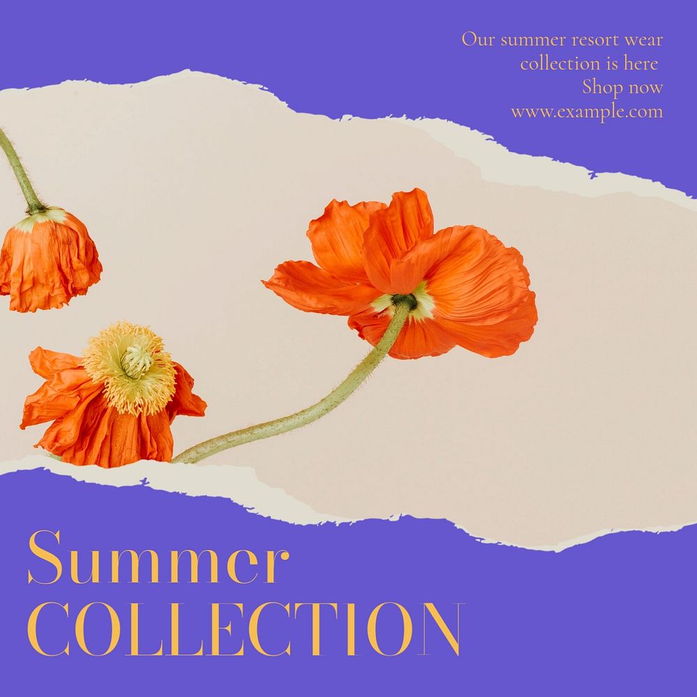 Summer collection post template, editable text for social media