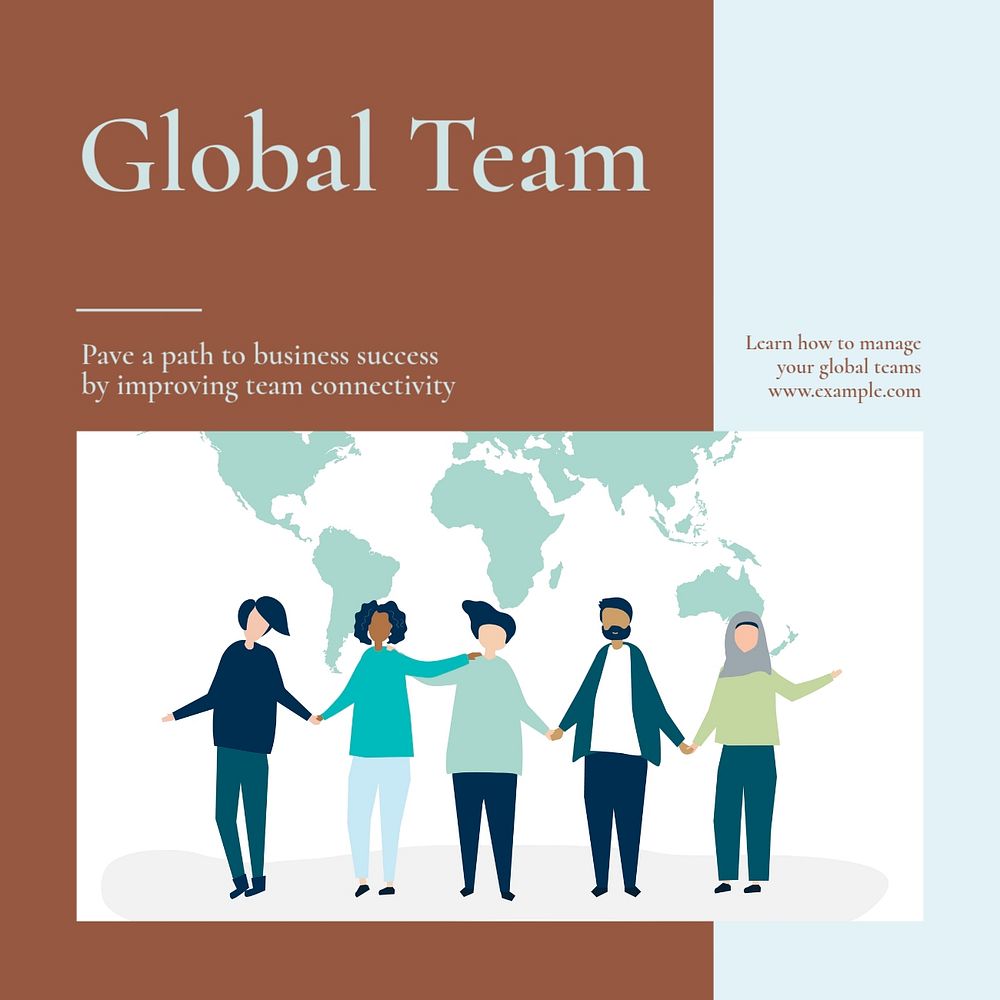 Global team management Instagram post template, editable social media design