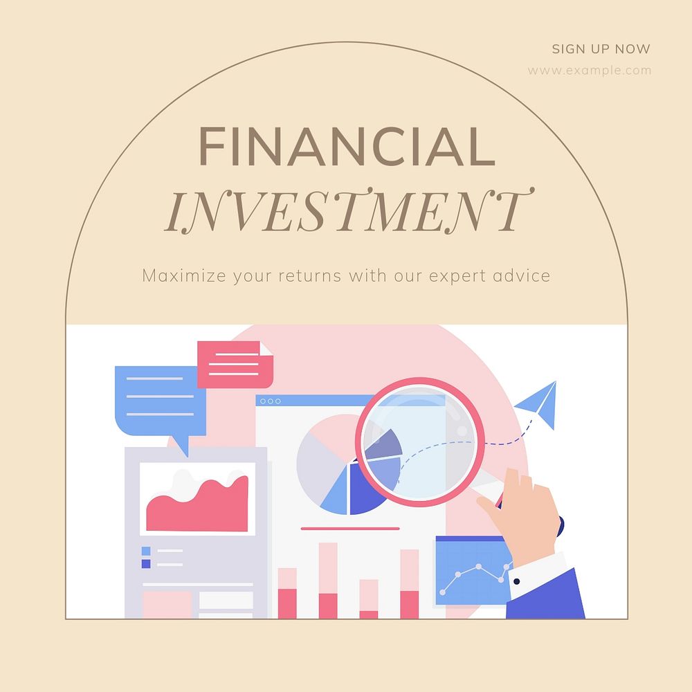 Financial investment Instagram post template, editable social media design