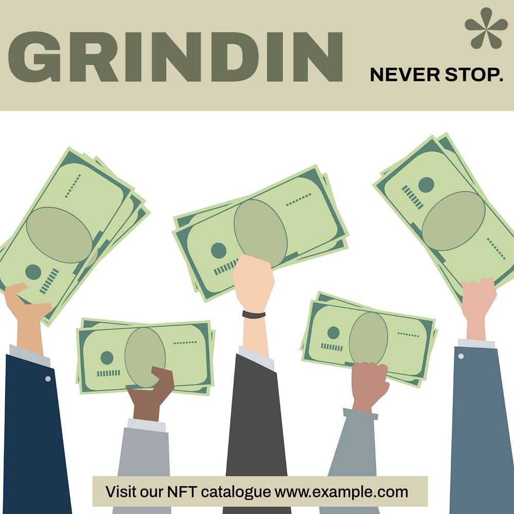 Never stop grinding Instagram post template, editable social media design