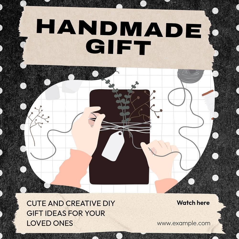 Handmade gift Instagram post template, editable text