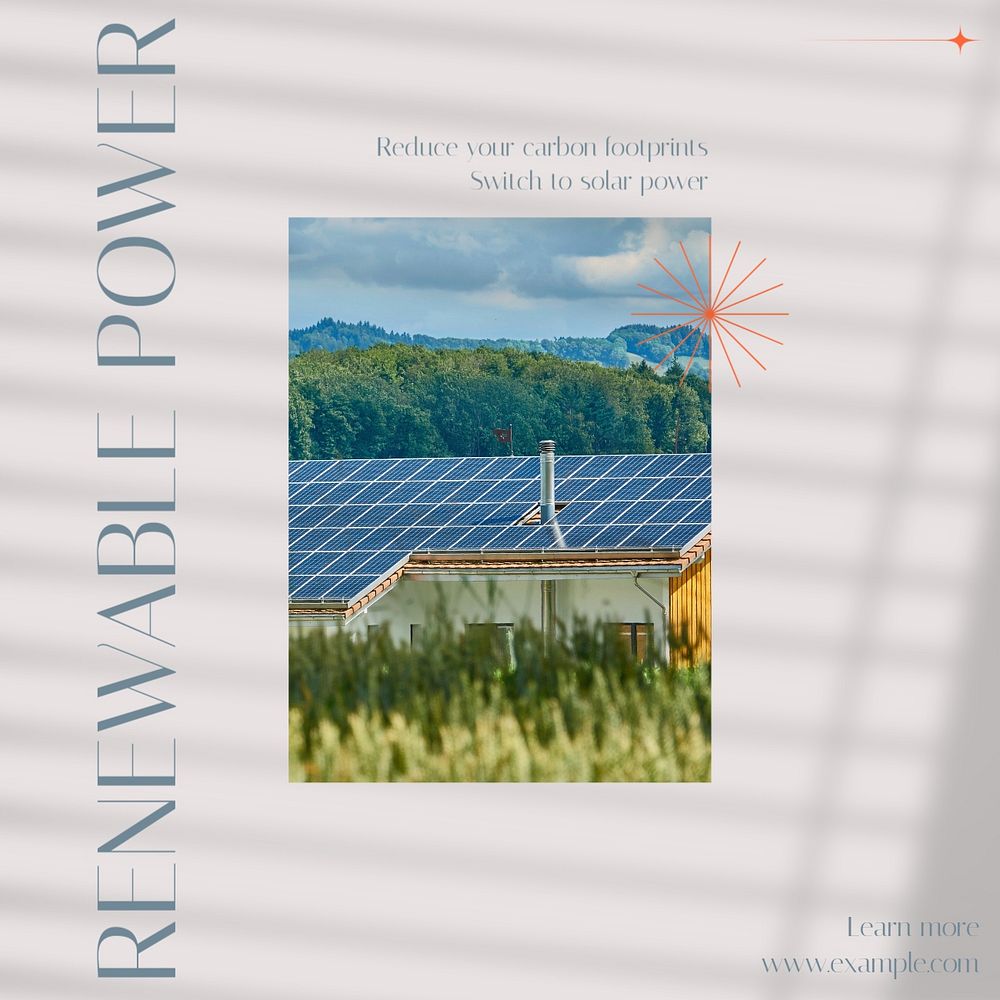 Renewable power Instagram post template, editable social media design