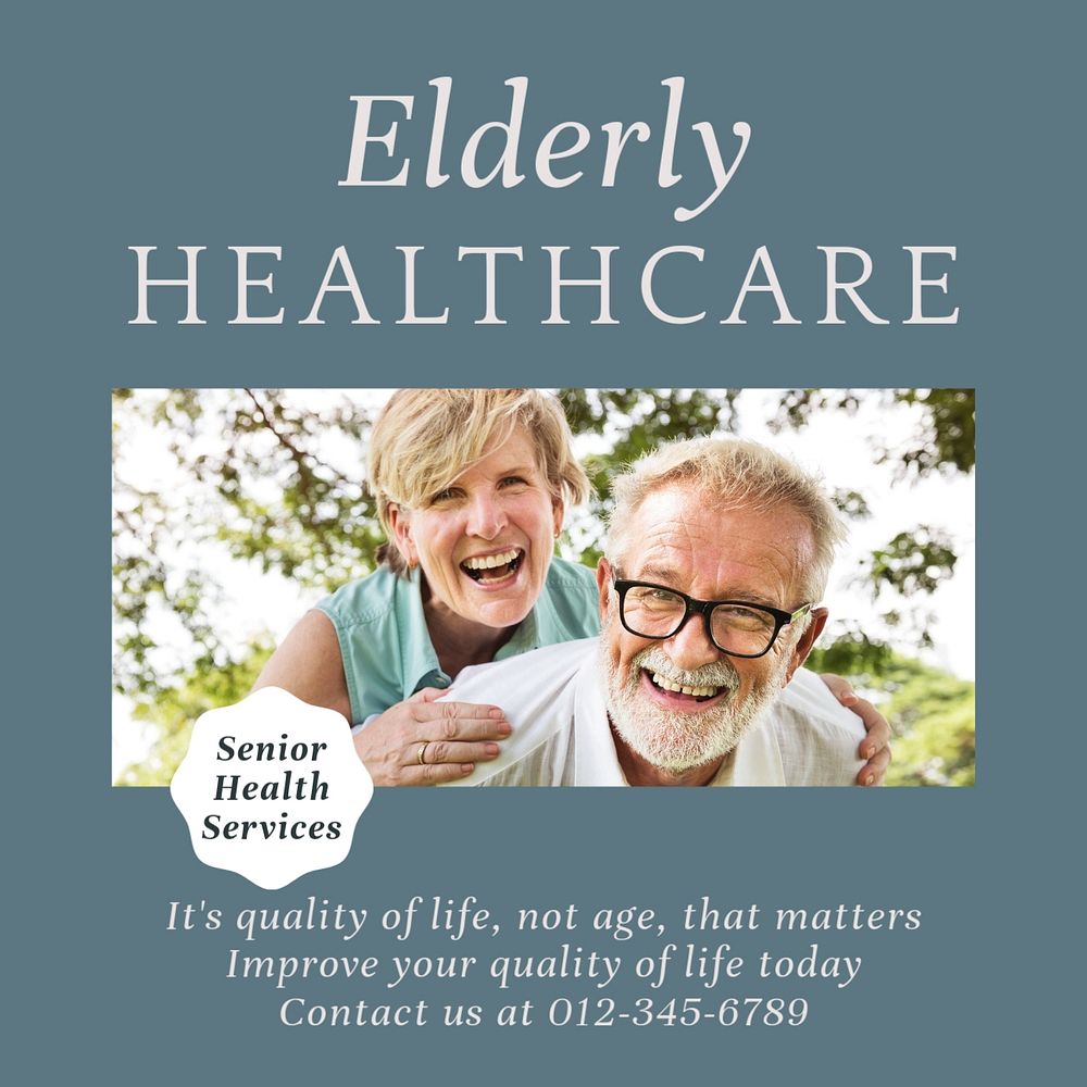 Elderly healthcare Instagram post template, editable social media design