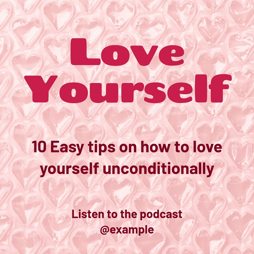 Love yourself Instagram post template, editable text