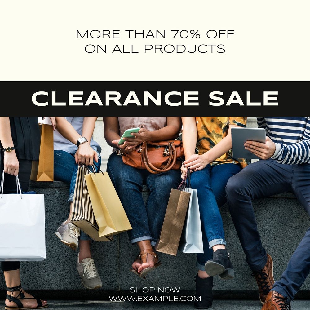 Clearance sale Instagram post template, editable social media design