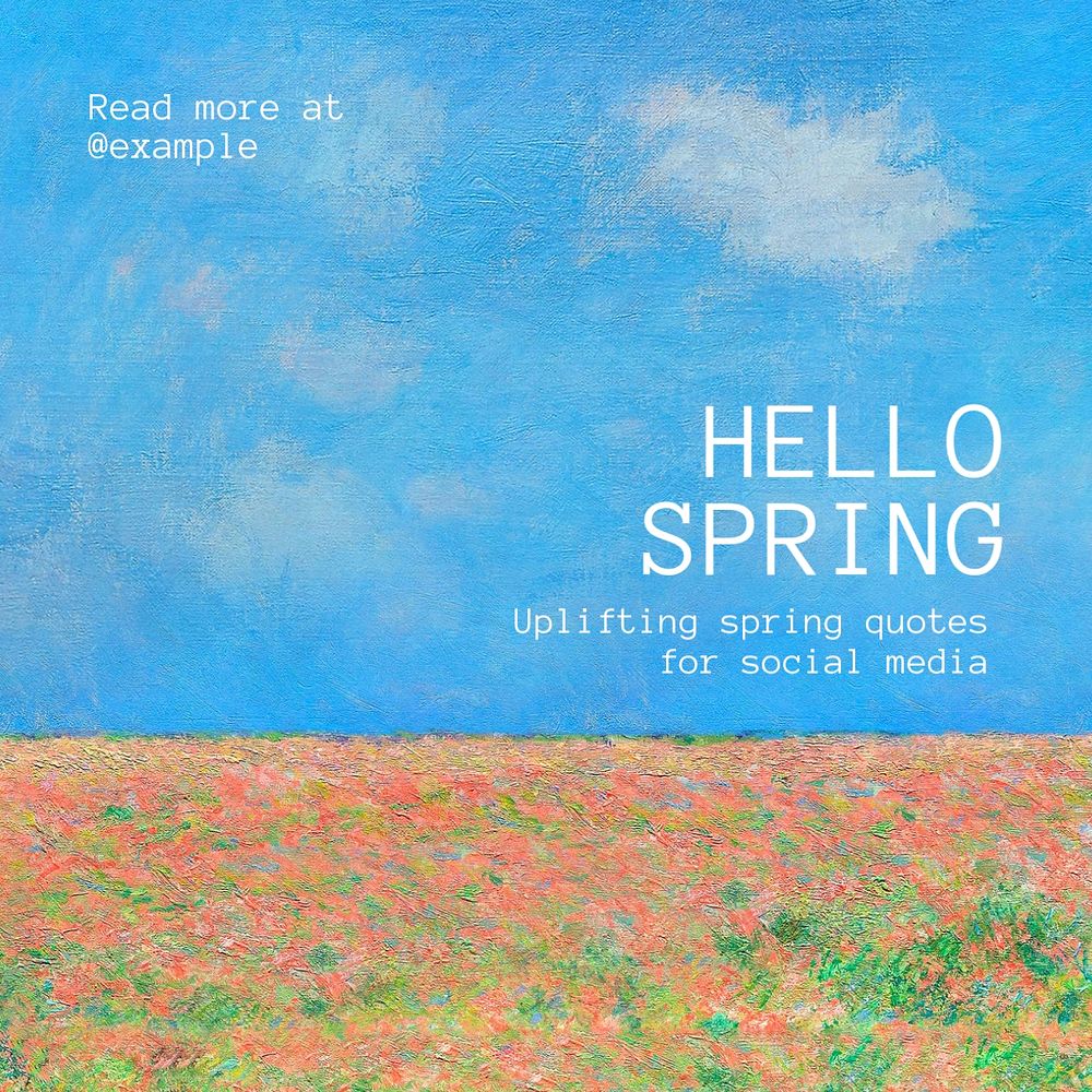 Hello spring Instagram post template, editable text