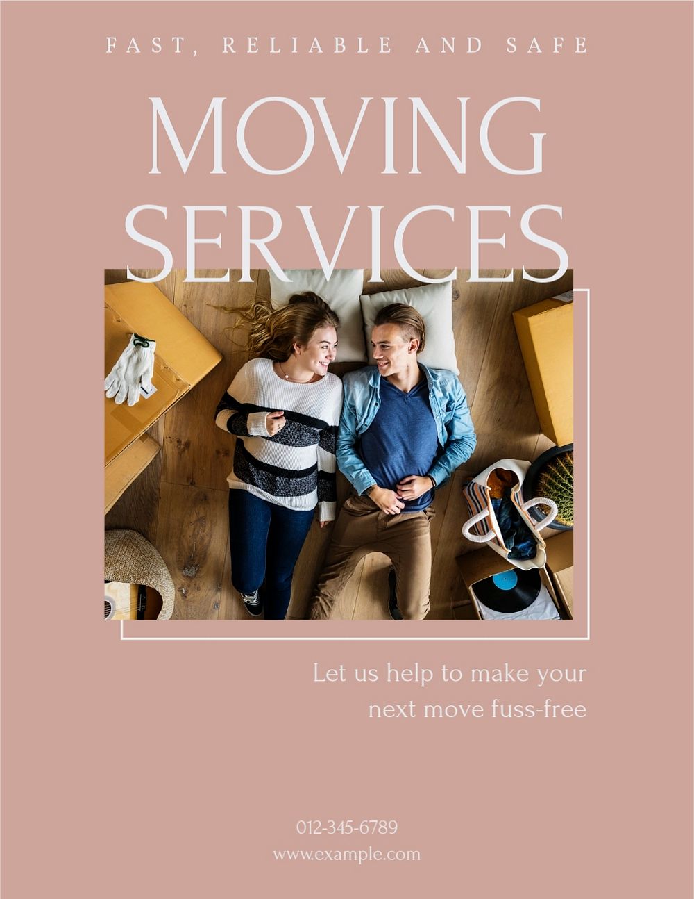 Moving services flyer template, editable text & design