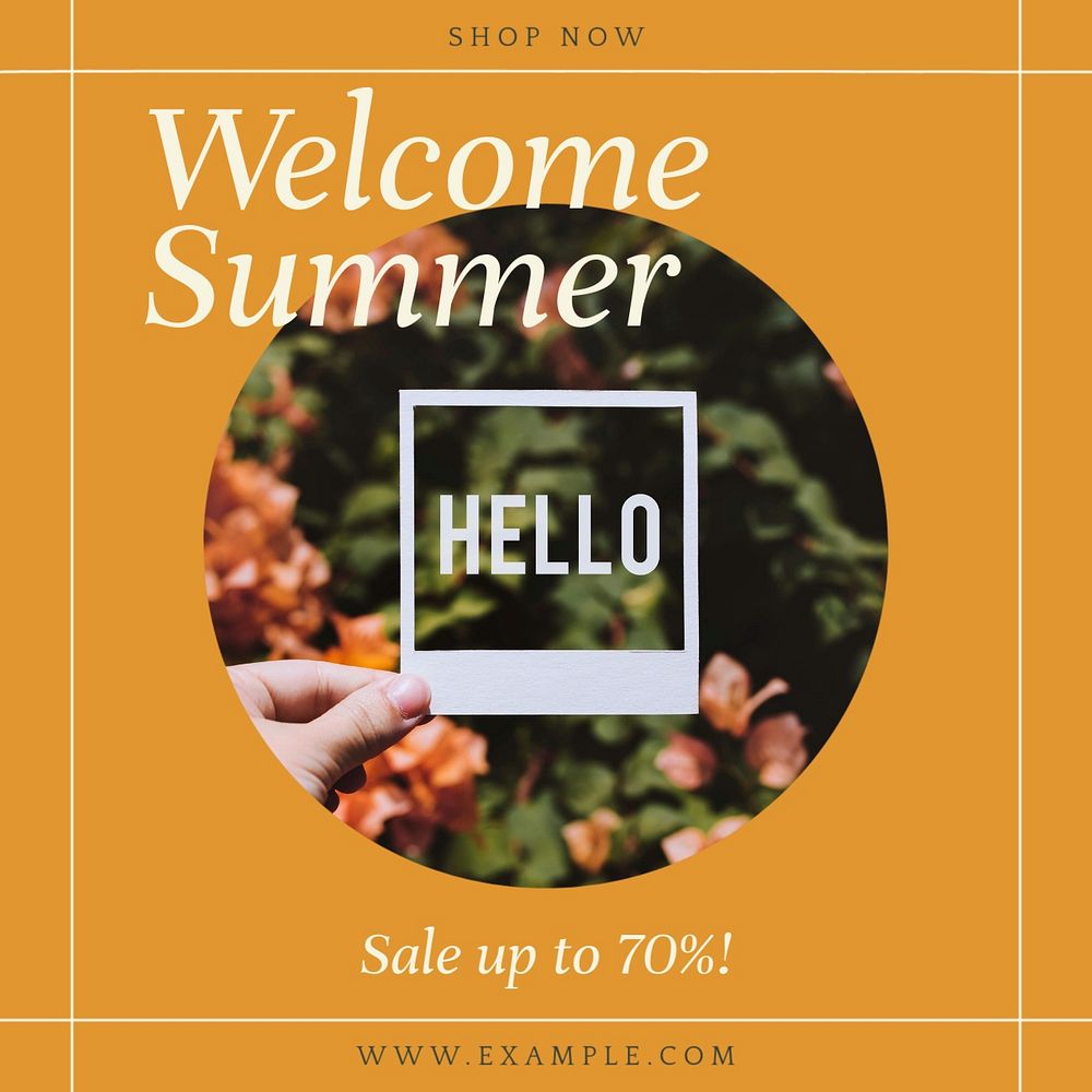 Welcome summer sale Instagram post template, editable social media design