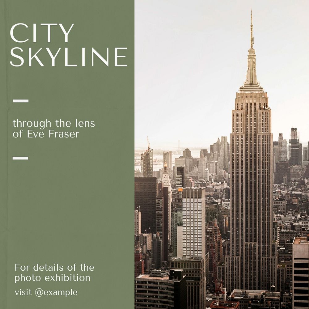 City skyline Instagram post template, editable design